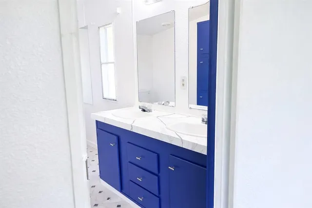 a bathroom with a sink and a shower