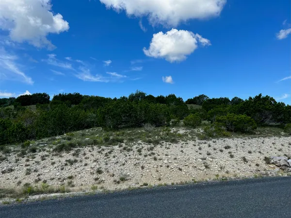 a view of a yard with a mountain