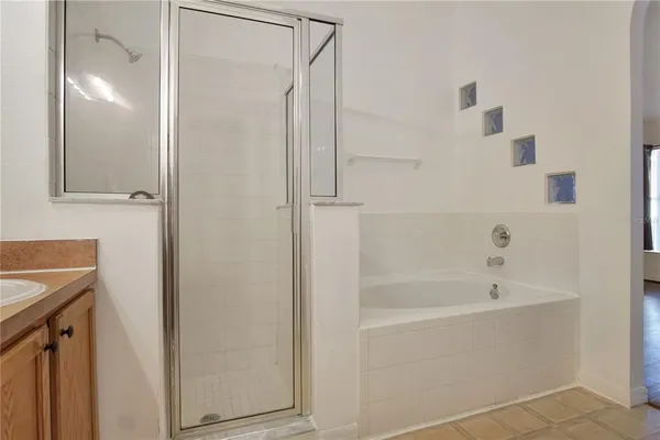 a bathroom with a bathtub