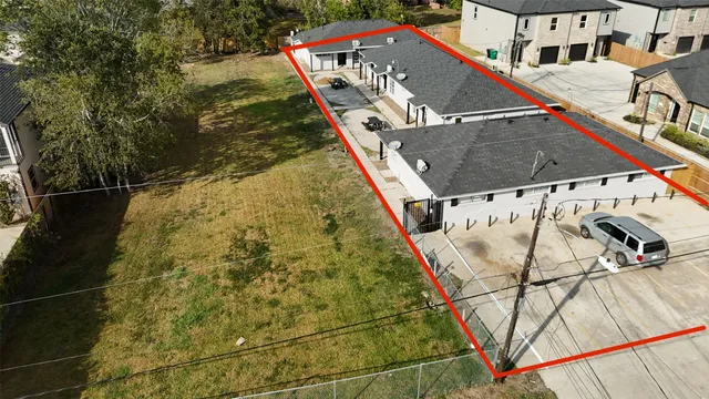 an aerial view of a house
