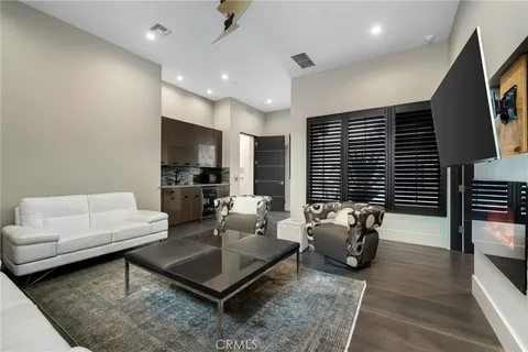 a view of swimming pool with outdoor space and seating