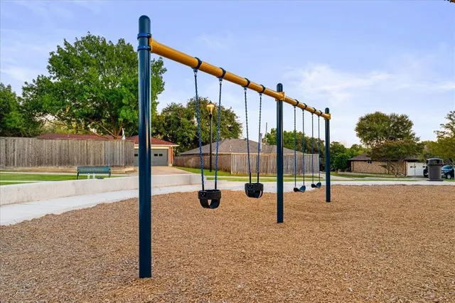 a view of a park with slide