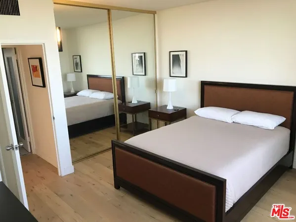 a room with a bed and a table