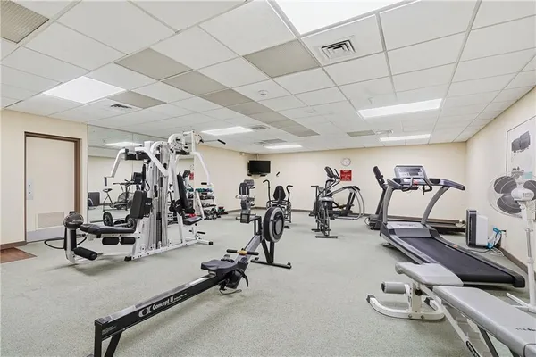 a view of a room with gym equipment