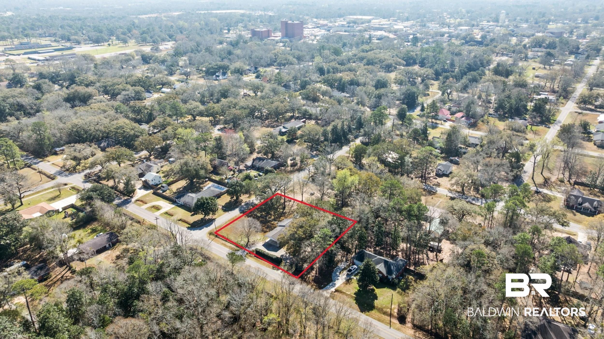 809 Moog Avenue Bay Minette, AL 36507 - Photo 31 of 33 Aerial view of property's location with property boundaries highlighted