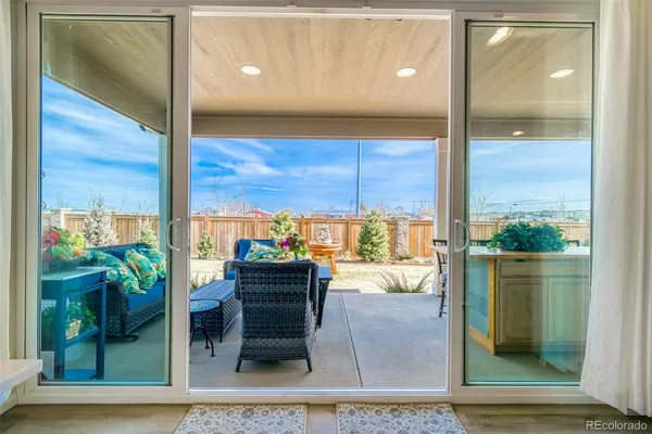 a floor to ceiling window and a table
