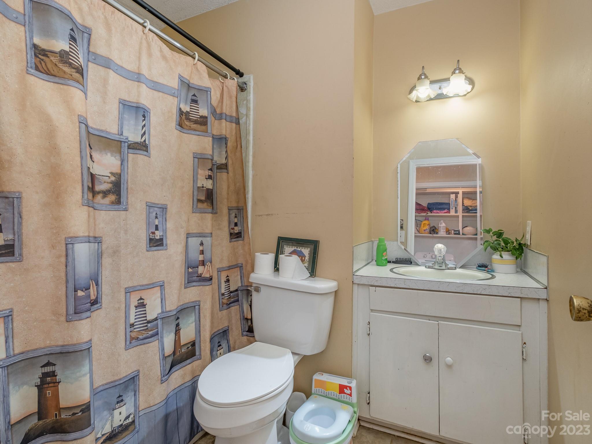 648 Blacksnake Road Stanley, NC 28164 - Photo 20 of 24 a bathroom with a granite countertop toilet sink and mirror