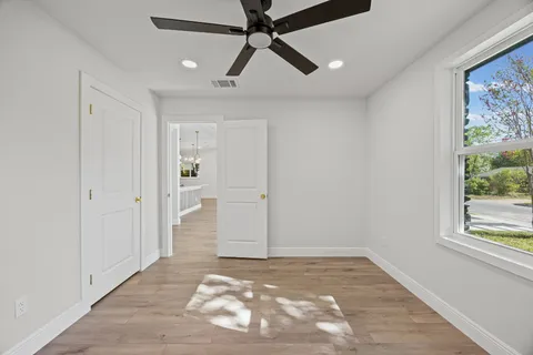a view of an empty walk in closet