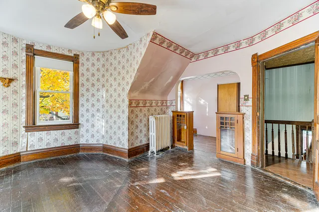 a view of a livingroom with a staircase