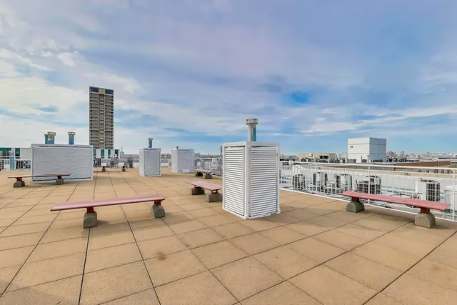 a view of a terrace with seating space