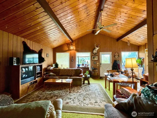 a outdoor living space with furniture