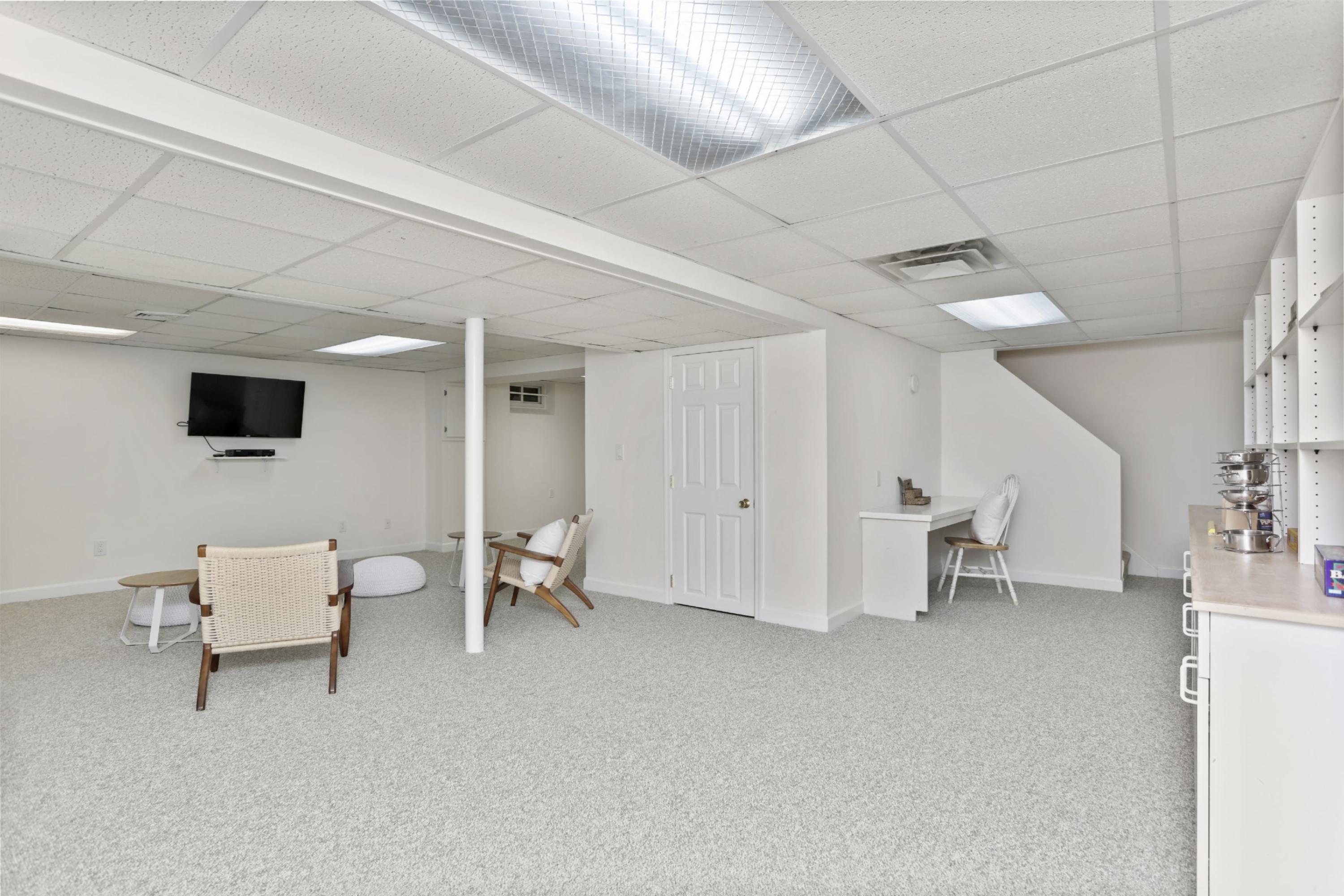 54 Country Club Road Darien, CT 06820 - Photo 32 of 40 a living room with furniture and a flat screen tv