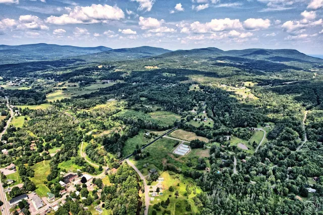 a view of a mountain range with lush green forest