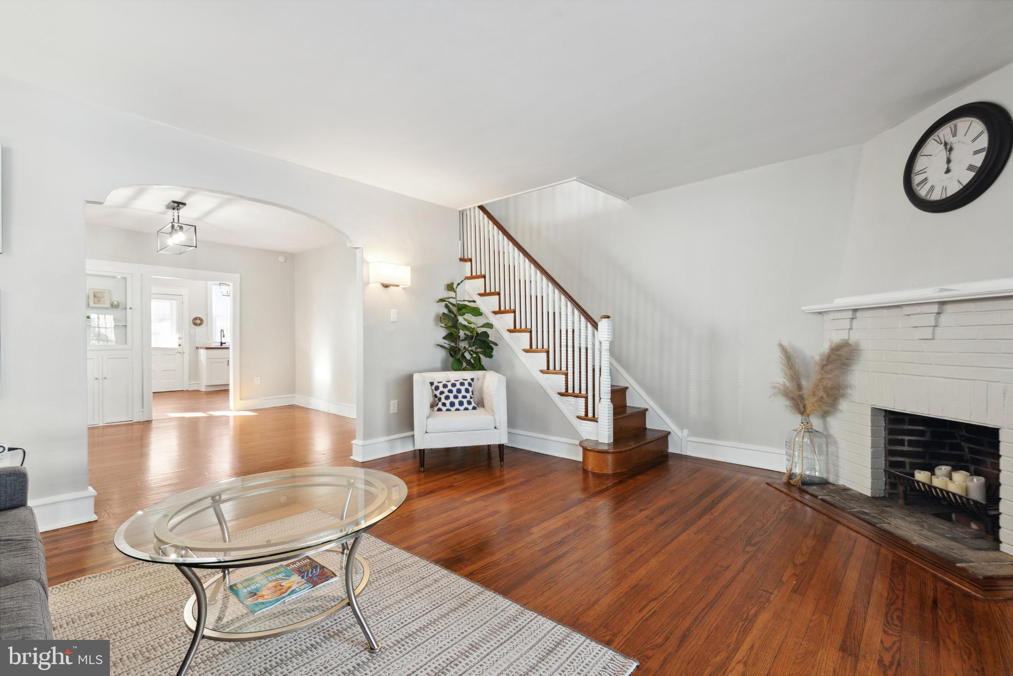 608 Arbor Road Cheltenham, PA 19012 - Photo 5 of 26 Living room w/refinished original hardwood floors