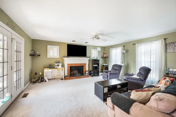 a living room with furniture and a couch