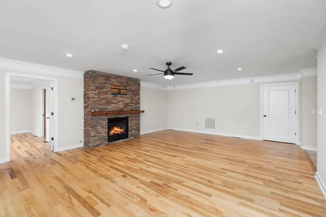 a view of a livingroom with a fireplace
