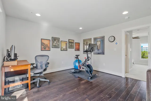 a building outdoor space with patio furniture