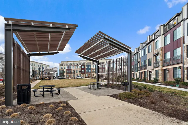 a view of a park with swings