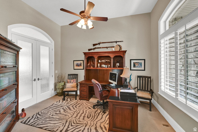 1926 East Gray Fox Drive Draper, UT 84020 - Photo 5 of 31 The frosted glass double doors and large picture window make this the ideal work place.