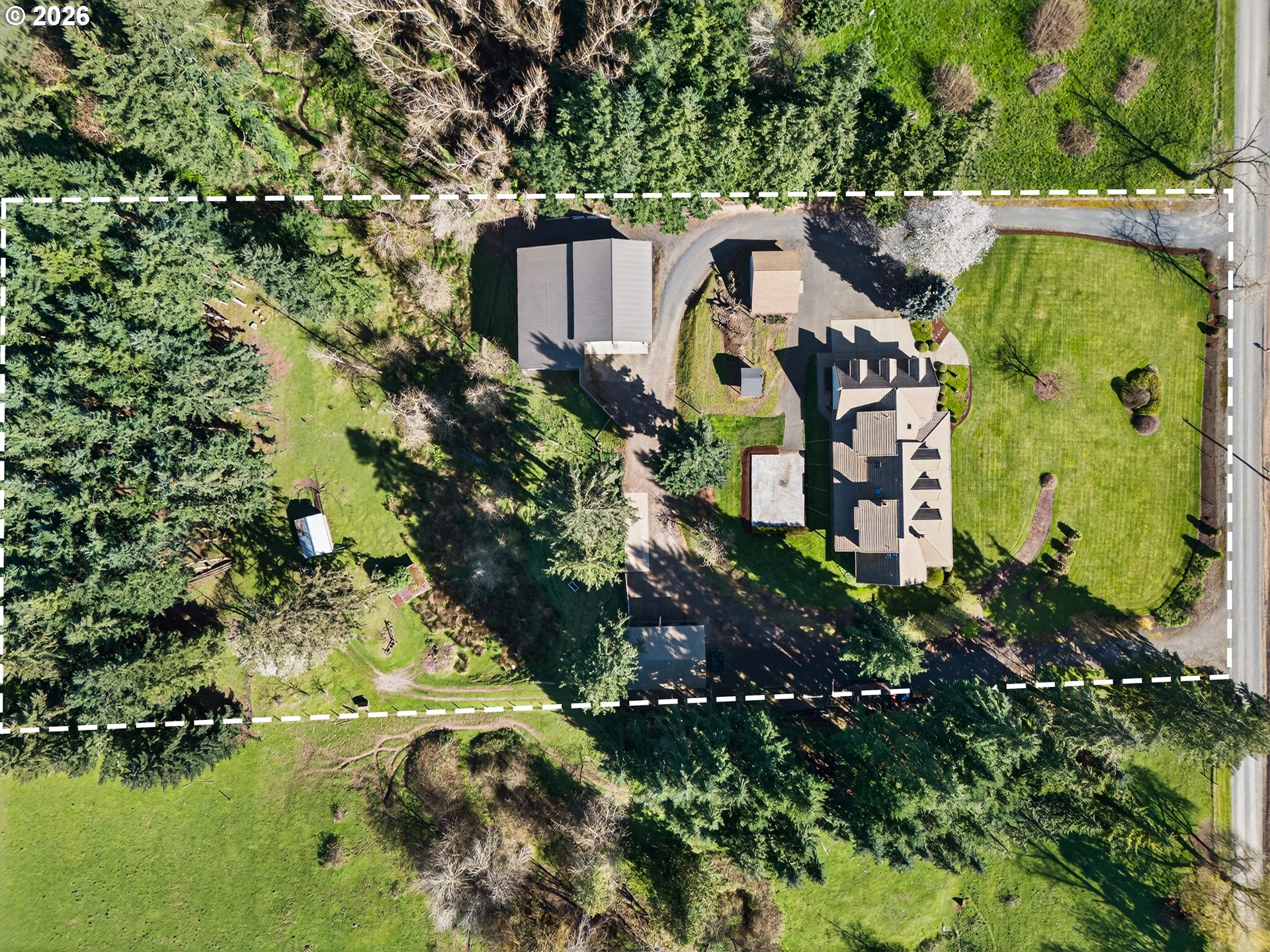 17765 Monnier Road Northeast Hubbard, OR 97032 - Photo 46 of 48 an aerial view of residential house with outdoor space and swimming pool