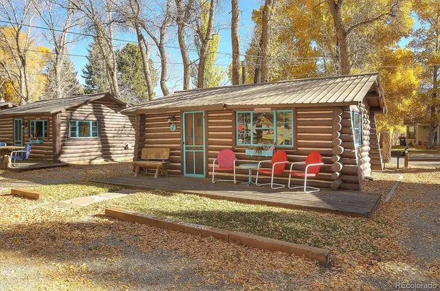 front view of a house with a patio