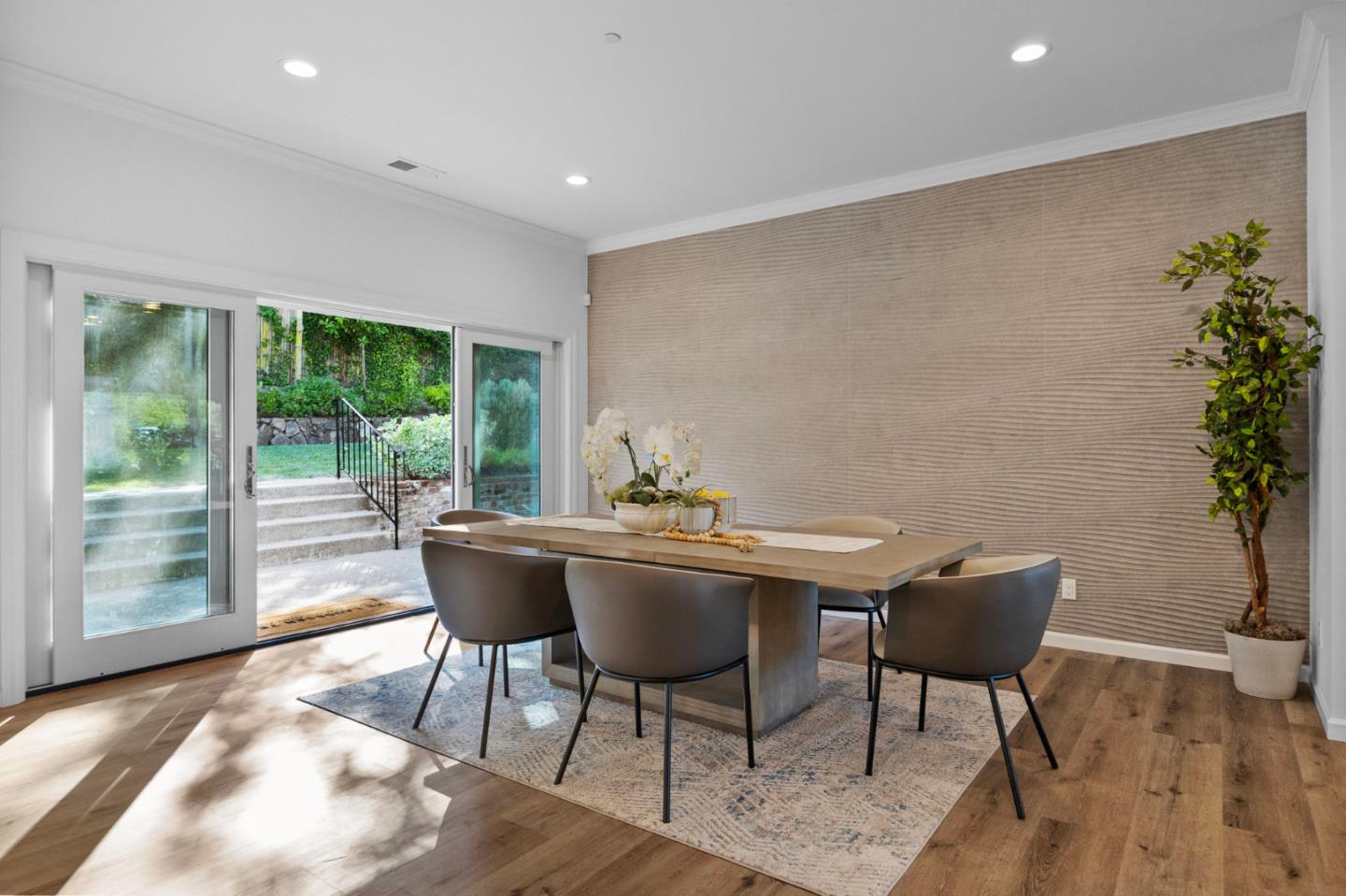 415 El Centro Road Hillsborough, CA 94010 - Photo 13 of 60 a view of a dining room with furniture window and outside view
