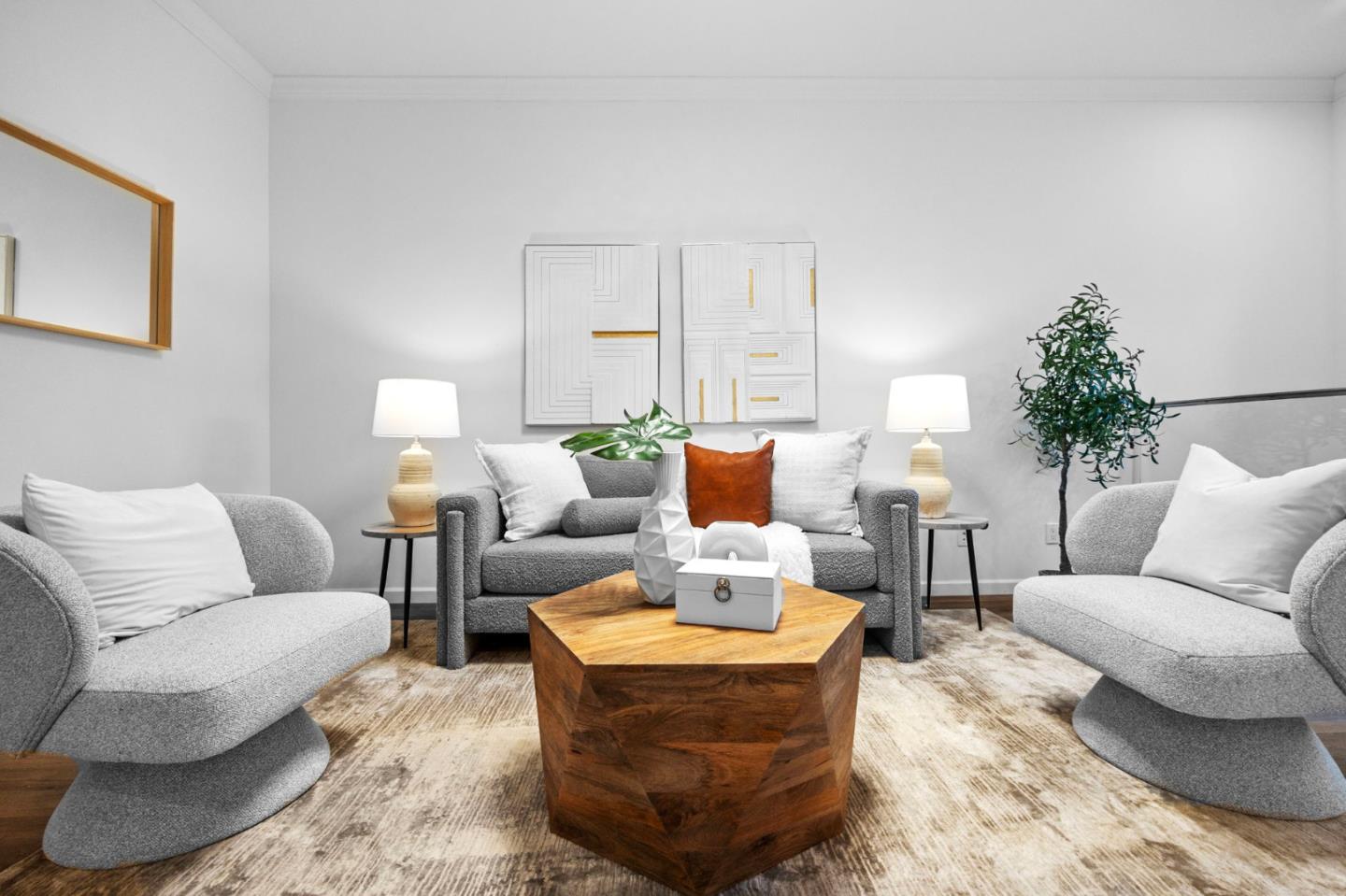 415 El Centro Road Hillsborough, CA 94010 - Photo 16 of 60 a living room with furniture and a potted plant