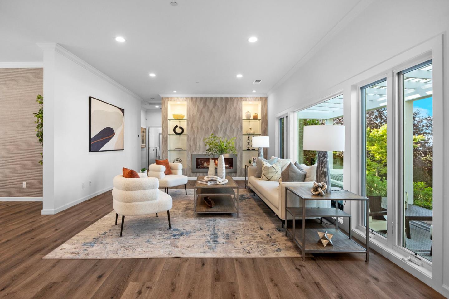 415 El Centro Road Hillsborough, CA 94010 - Photo 21 of 60 a living room with furniture and a wooden floor