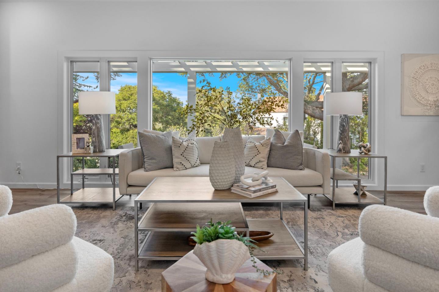 415 El Centro Road Hillsborough, CA 94010 - Photo 23 of 60 a living room with furniture and a large window