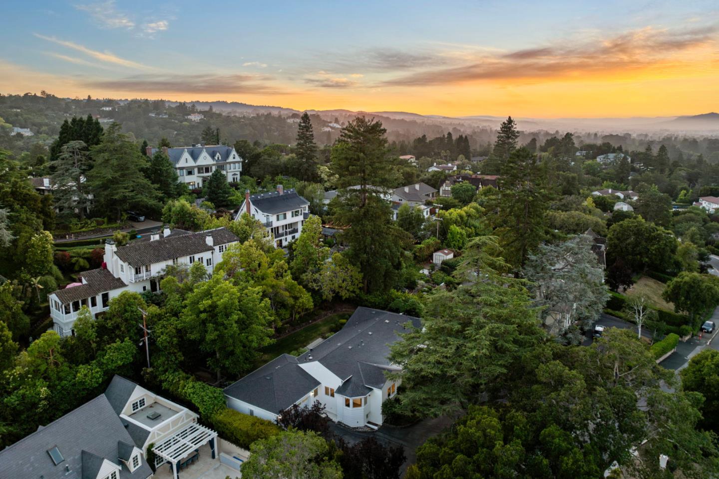 415 El Centro Road Hillsborough, CA 94010 - Photo 59 of 60 an aerial view of a city with lots of residential buildings and mountain view in back