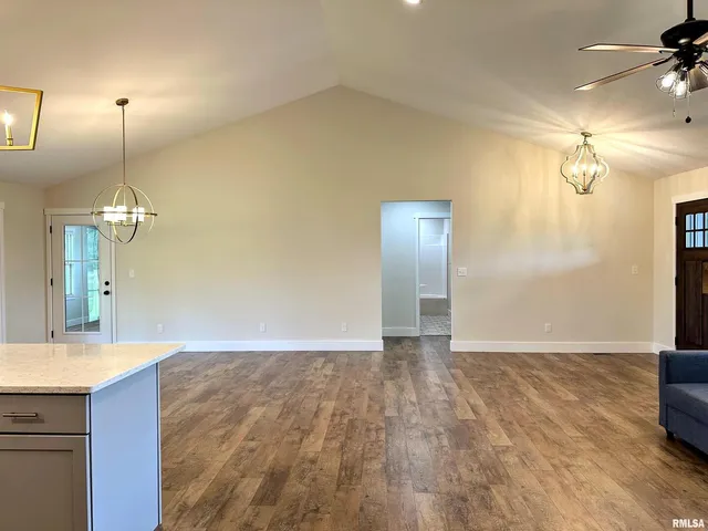 an empty room with a door