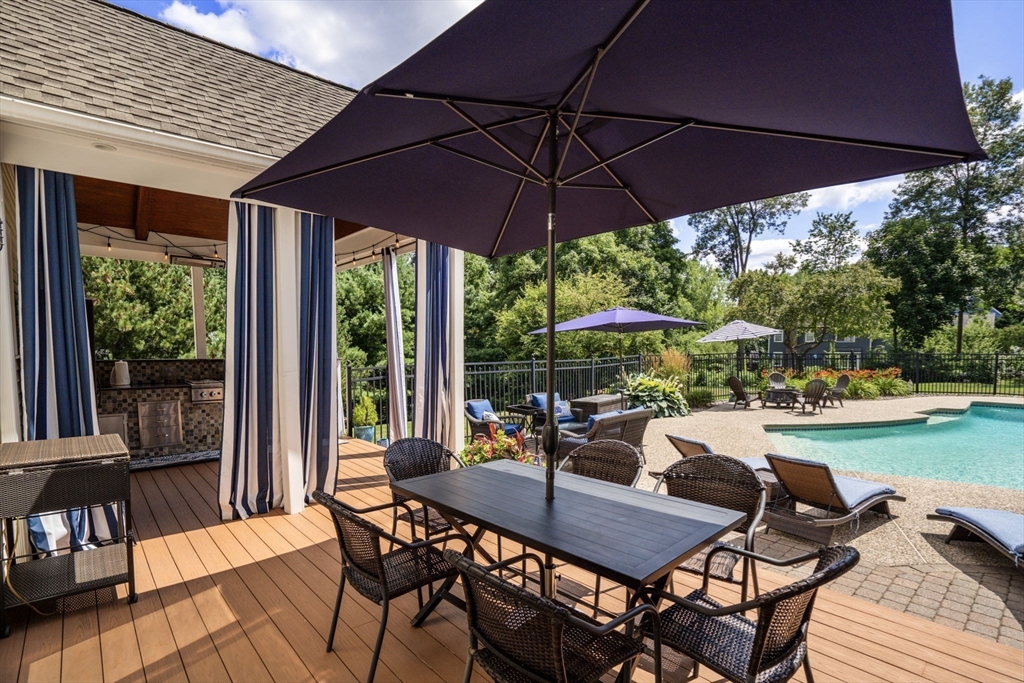 63 High Street Shrewsbury, MA 01545 - Photo 9 of 40 a view of a patio with a table chairs and a umbrella