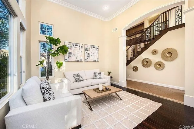 a living room with patio