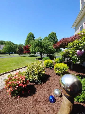 a view of a flower in a garden