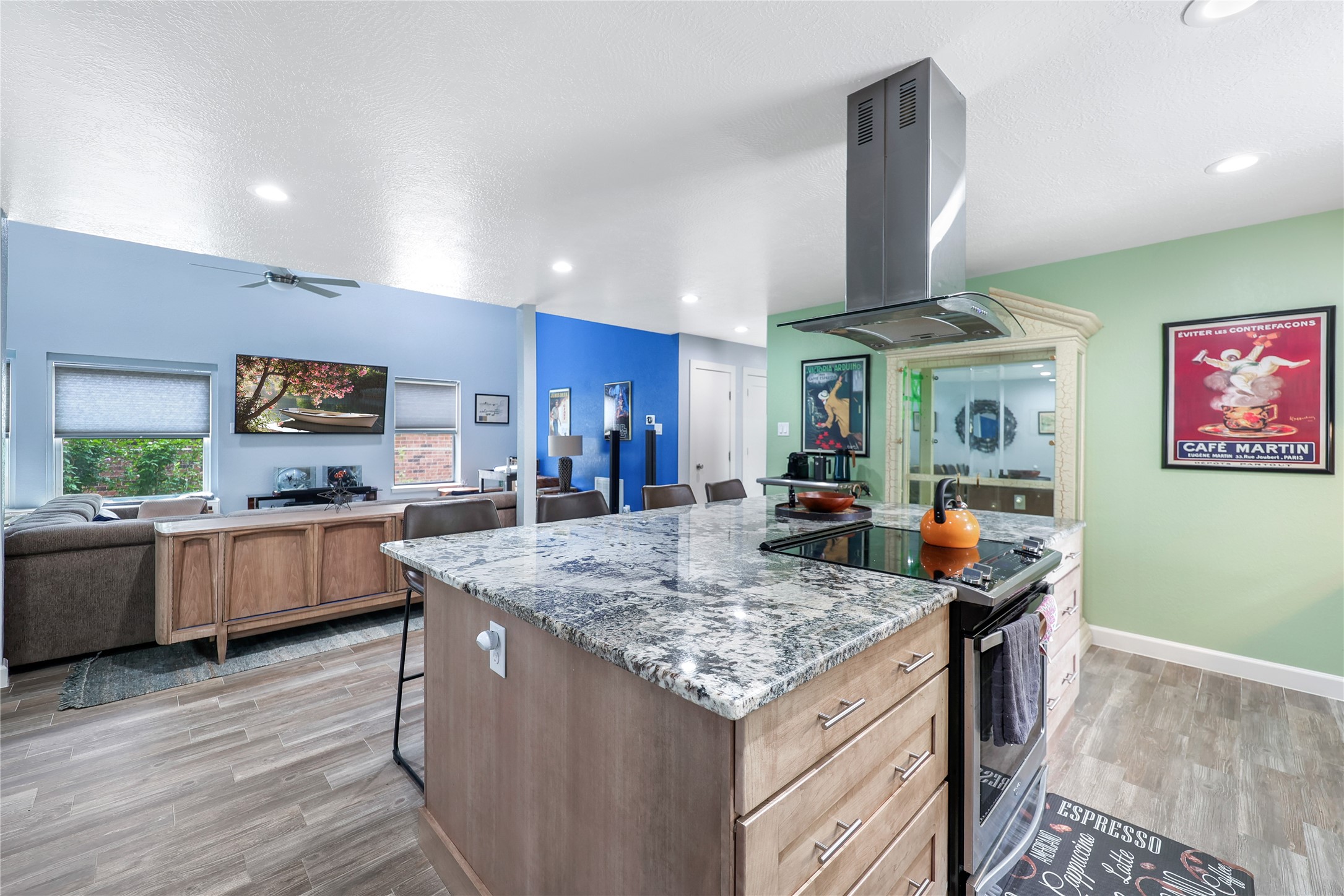 28831 South Diamondhead Conroe, TX 77356 - Photo 3 of 29 a kitchen with stainless steel appliances granite countertop a sink and a refrigerator