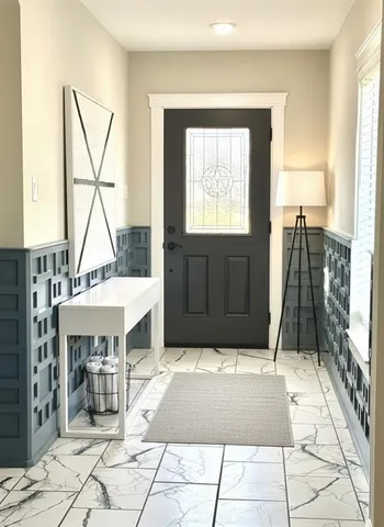 a living room with a couch a rug and a window