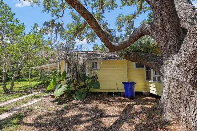 a view of a house with a tree and a yard