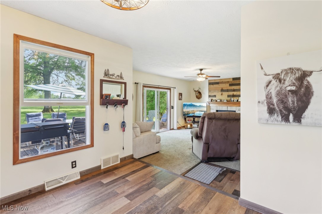 41553 Parsons Road Lagrange, OH 44050 - Photo 15 of 50 Living area with wood finished floors, a ceiling fan, and baseboards