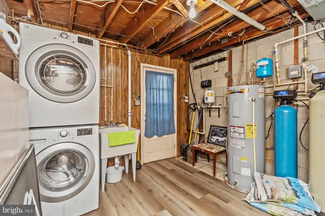 a view of a storage & utility room with wooden floor