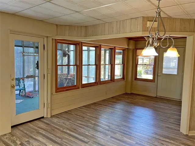 a view of wooden door