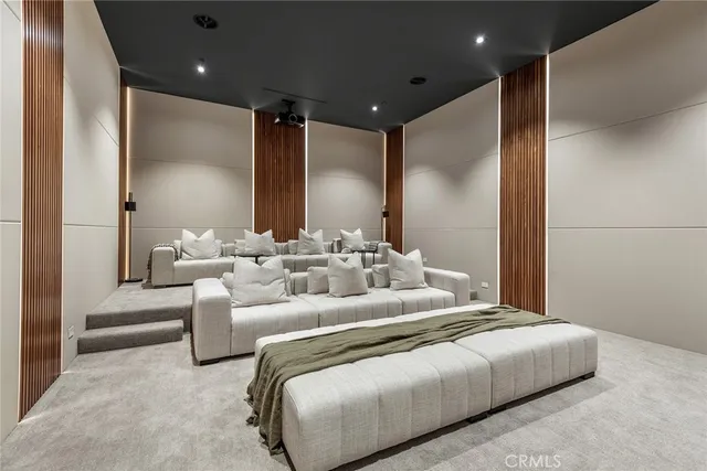 a lobby with furniture