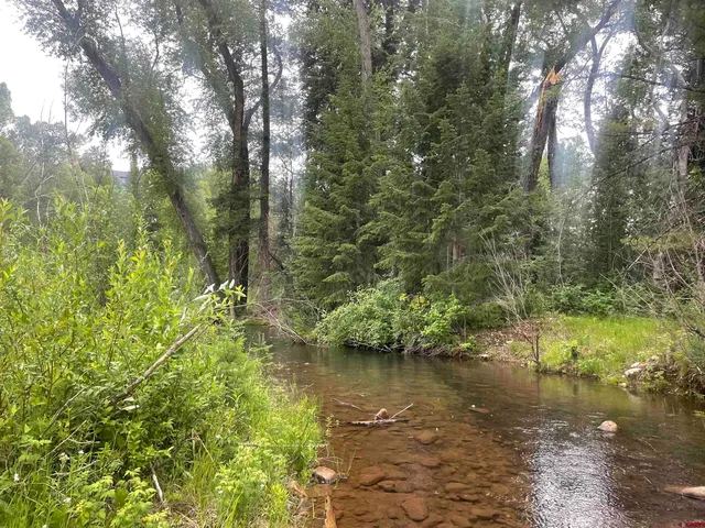 a view of lake with green space