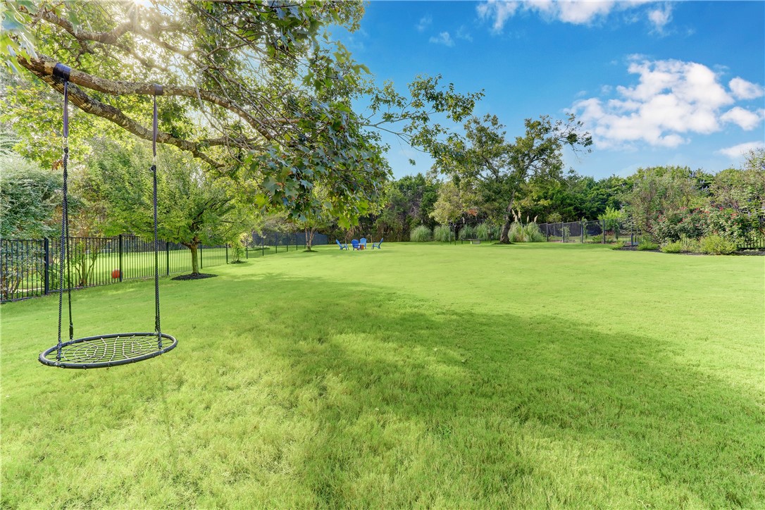 a view of a big yard with a tree