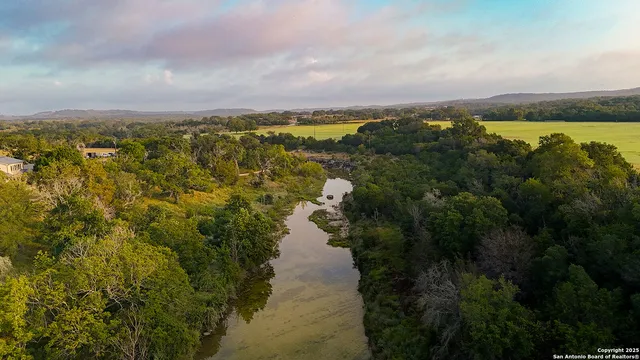 a view of a city with green space