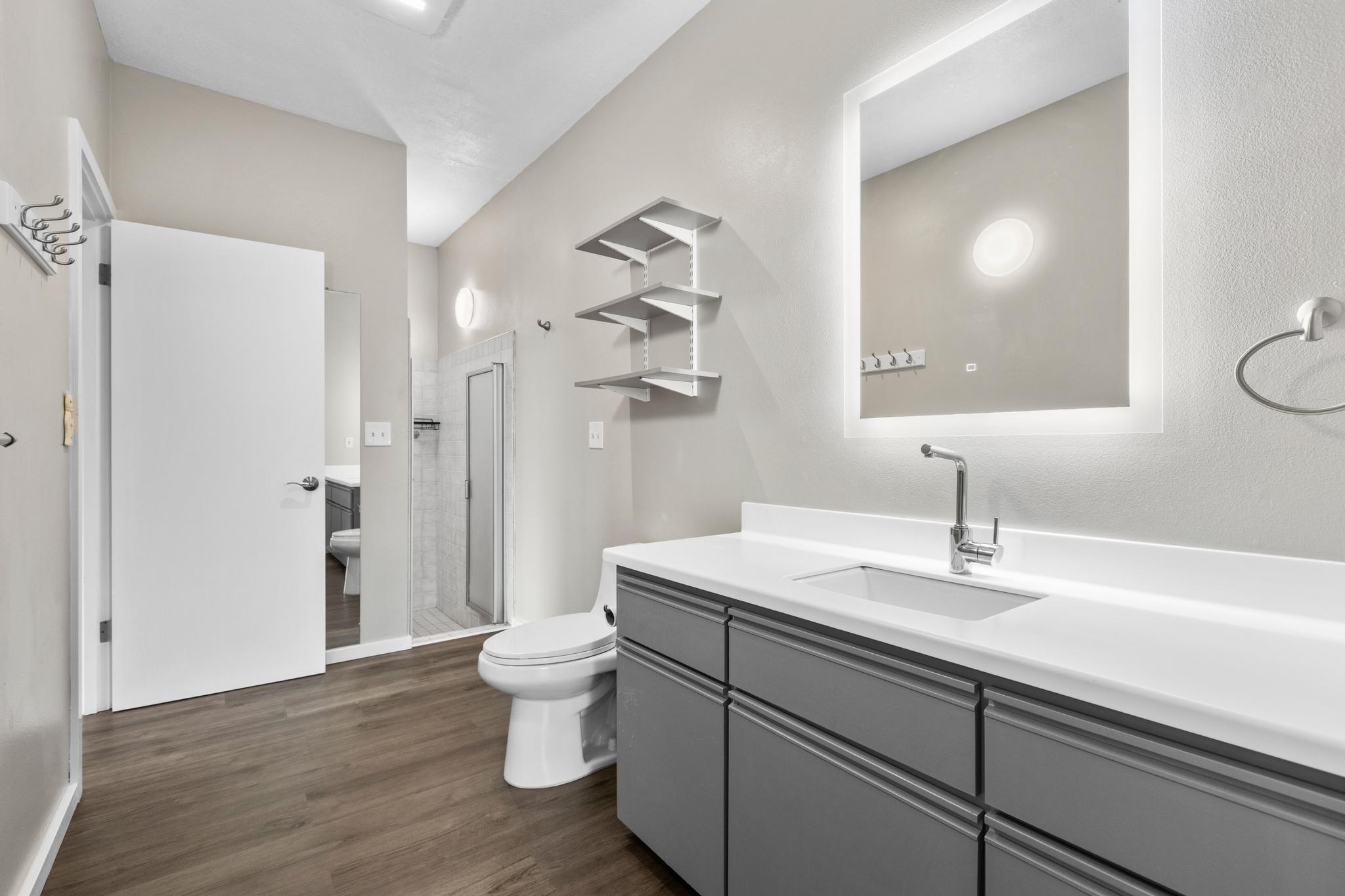 234 Kipa Street Hilo, HI 96720 - Photo 11 of 30 a bathroom with a sink a toilet and a large mirror