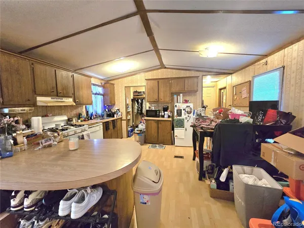 a large kitchen with lots of counter top space
