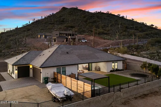 an aerial view of a house