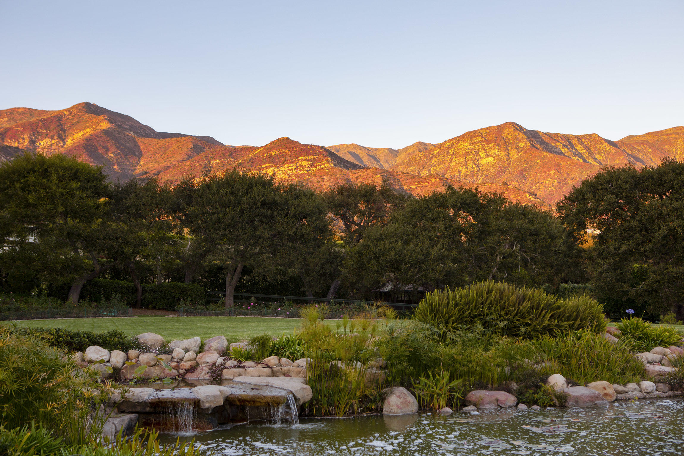 a view of a lake with a mountain