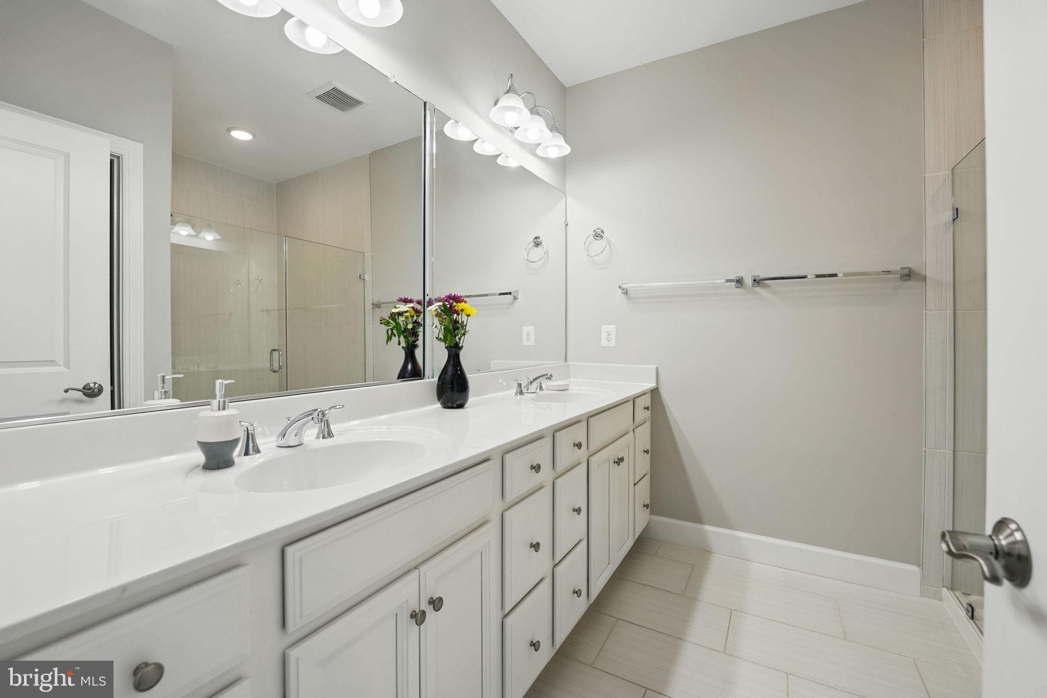 9870 Buchanan Loop Manassas, VA 20110 - Photo 27 of 41 a bathroom with a double vanity sink and a mirror