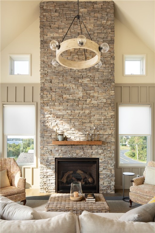 56 Conch Road Narragansett, RI 02882 - Photo 11 of 21 Gas Fireplace w/Soaring Stone Wall